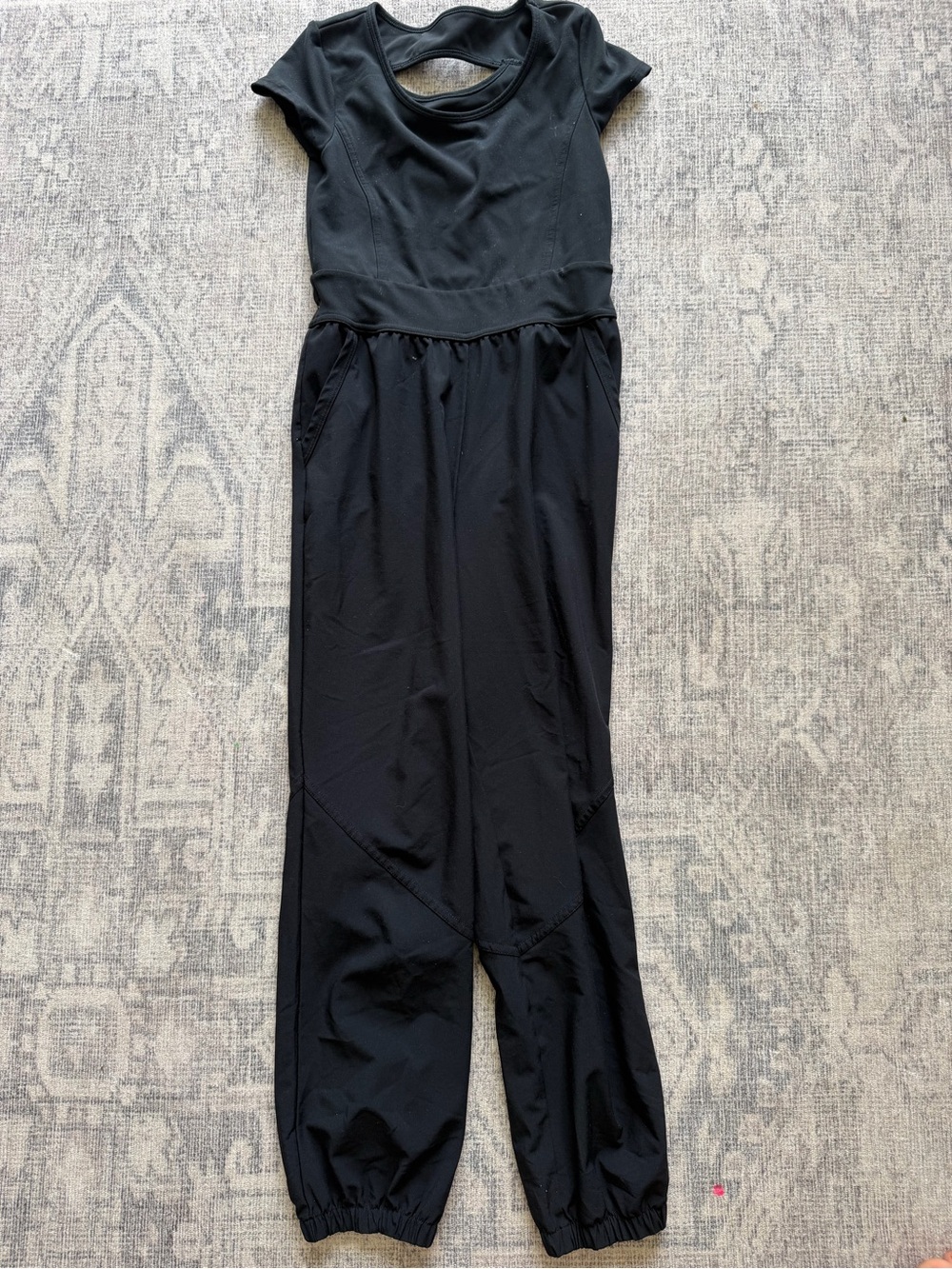 abercrombie kids Black Short-Sleeve Jumpsuit with Elastic Ankles